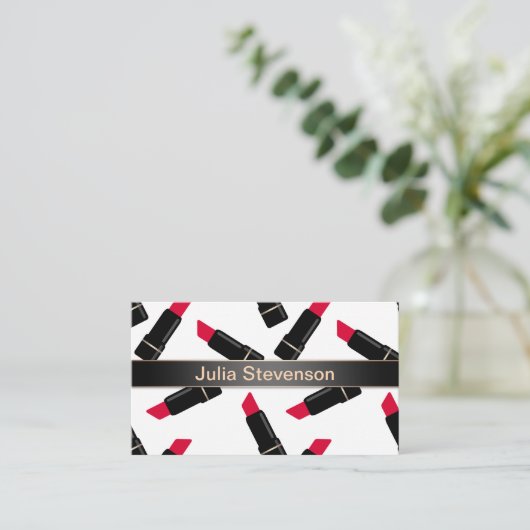 赤い口紅、レトロ 名刺 (スタンド正面)