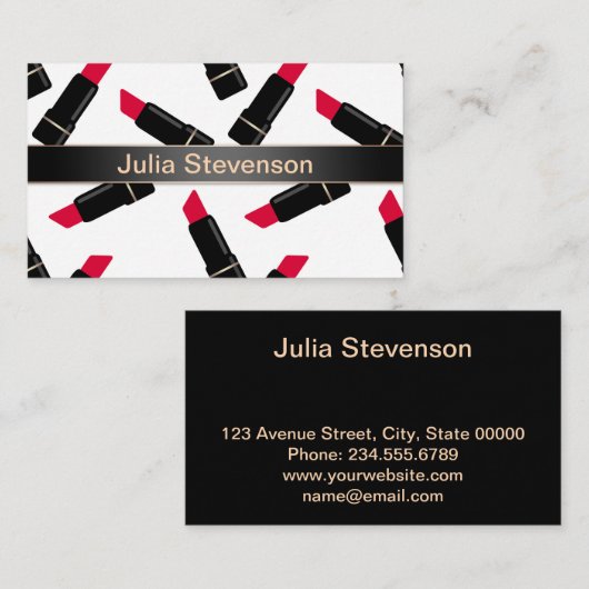 赤い口紅、レトロ 名刺 (正面/裏面)