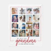 赤い台本の母親の日のおばあちゃんの贈り物 フリースブランケット (正面)