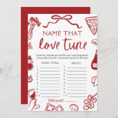 赤い名イタリアン前ラブチューンブライダルシャワーゲーム 招待状 (正面/裏面)