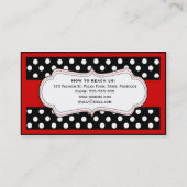 赤い名刺が付いている白黒水玉模様 名刺 (裏面)