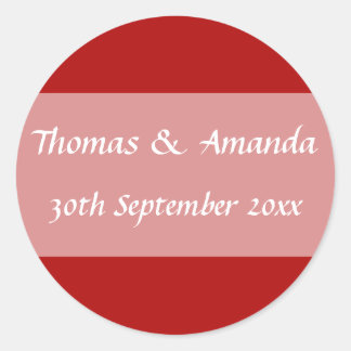 赤い名前と日付の封筒用シール ラウンドシール
