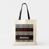 赤い名前のシルバーと黒のチーズ トートバッグ (裏面)