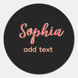 赤い名前の女の子ボス文字黒エレガント ラウンドシール