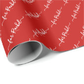 赤い名前エレガントタグカッシブのスクリプトクリスマス ラッピングペーパー (ロールコーナー)