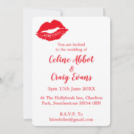 赤い唇かわいモダン結婚の 招待状