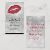 赤い唇とエレガントな銀そして光沢がある 名刺 (正面/裏面)