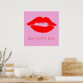 赤い唇とキスラブキスカスタムカラー ポスター (キッチン)