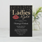 赤い唇とゴールドグリッターのレディースナイト 招待状 (スタンド正面)
