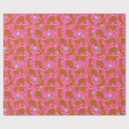 赤い唇と帽子を包むファッショナブルなトラ ラッピングペーパー (フラット)