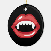 赤い唇と牙を持つ吸血鬼の口 セラミックオーナメント (左)