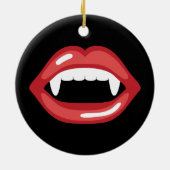 赤い唇と牙を持つ吸血鬼の口 セラミックオーナメント (裏面)