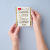 赤い唇と金ゴールドのダマスクの指示 チラシ (手)