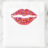 赤い唇のキスときらめくGemsハートRectangul 長方形シール (バッグ)