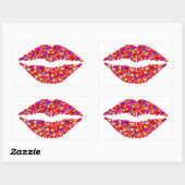 赤い唇のキスときらめくGemsハートRectangul 長方形シール (シート)