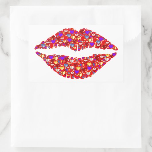 赤い唇のキスときらめくGemsハートRectangul 長方形シール (バッグ)