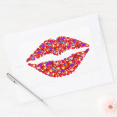 赤い唇のキスときらめくGemsハートRectangul 長方形シール (封筒)