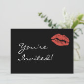 赤い唇のキスのパーティの招待状 招待状 (スタンド正面)