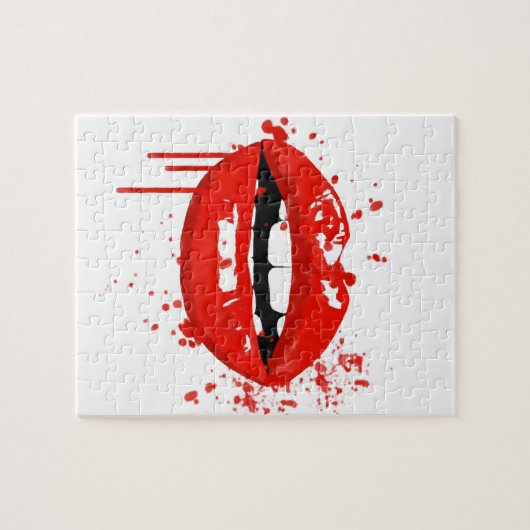 赤い唇のキスの美しいのファッションの化粧 ジグソーパズル (横)