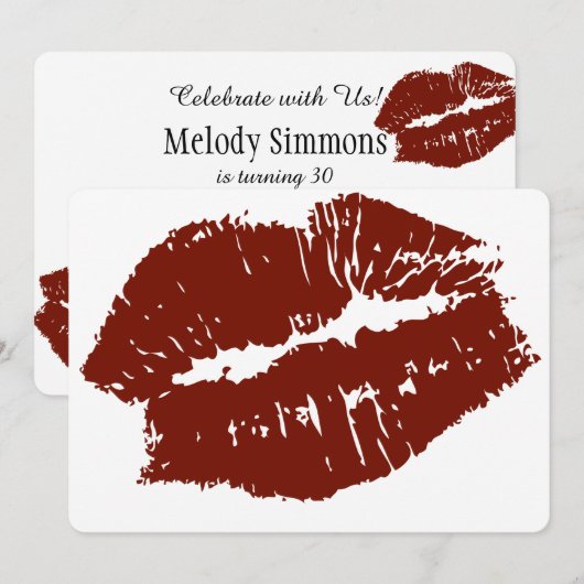 赤い唇のキス 招待状 (正面/裏面)