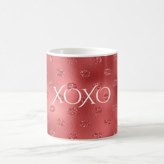 赤い唇のキス XOXO コーヒーマグカップ (中央)
