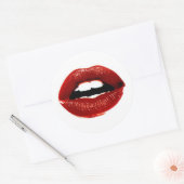 赤い唇のステッカー ラウンドシール (封筒)