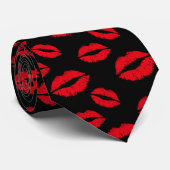 赤い唇のパターモダンン黒 ネクタイ (ロール)