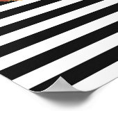 赤い唇のフェイク金ゴールドが白黒で並びストライプた ポスター (角)