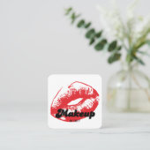 赤い唇のメイクアップアーティスト スクエア名刺 (スタンド正面)