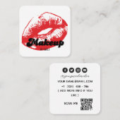 赤い唇のメイクアップアーティスト スクエア名刺 (正面/裏面)