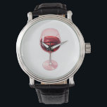赤い唇のワイングラスが描かれたカクテルナプキン 腕時計<br><div class="desc">ロマンティックパーティーペーパーナプキン</div>