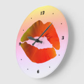 赤い唇の丸い(大きな)壁時計 ラージ壁時計 (傾斜)