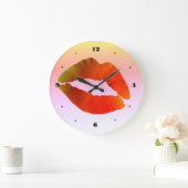 赤い唇の丸い(大きな)壁時計 ラージ壁時計 (ホーム)