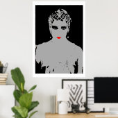 赤い唇の劇的な女性 ポスター (ホームオフィス)