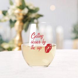 赤い唇の口で性差別を取得するステムレス ステムなしワイングラス