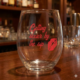 赤い唇の口で性差別を取得するステムレス ステムなしワイングラス