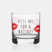 赤い唇の口紅キスウイスキーのグラスのために私 ウイスキーグラス (正面)