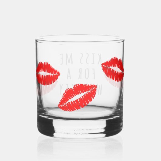 赤い唇の口紅キスウイスキーのグラスのために私 ウイスキーグラス (裏面)