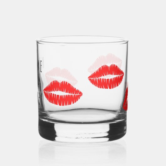 赤い唇の口紅キスウイスキーのグラスのために私 ウイスキーグラス (左)
