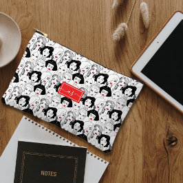 赤い唇の女性の群モノグラムのれ アクセサリーポーチ