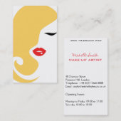 赤い唇の女性メイクアップアーティストの名刺デザイン 名刺 (正面/裏面)