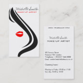 赤い唇の女性メイクアップアーティストの名刺デザイン 名刺 (正面/裏面)
