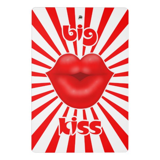 赤い唇の広い太陽光線の大きなキス ミニクリップボード (裏面)