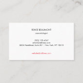 赤い唇の白い女性の顔エレガント 名刺 (裏面)