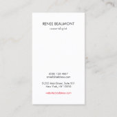 赤い唇の白い女性の顔エレガント 名刺 (裏面)