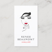 赤い唇の白い女性の顔エレガント 名刺 (正面)