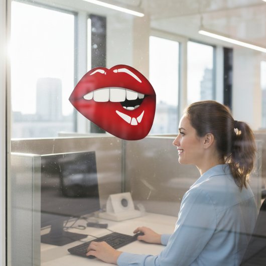 赤い唇の窓が引っかかる ウィンドウサイン