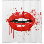 赤い唇の美しいの化粧のキスのファッション シャワーカーテン (正面)