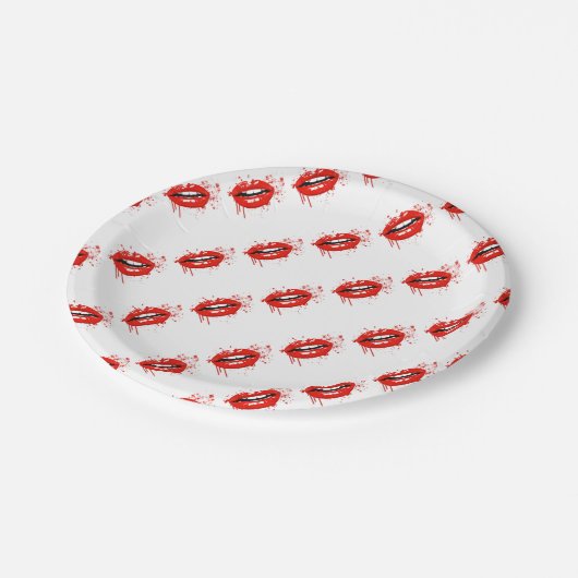 赤い唇の美しいの化粧のキスの魅力 ペーパープレート (アングル)
