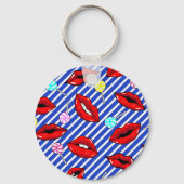 赤い唇の青いストライプ キーホルダー (裏面)